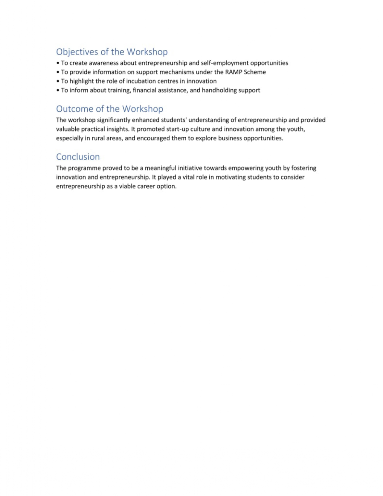sensitization workshop /training programme on start-up and entrepreneurial development 28-11-2025